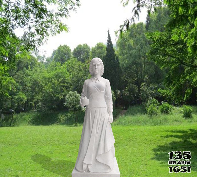 南丁格尔雕塑-公园汉白玉西方名人南丁格尔雕塑高清图片