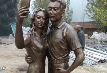 情侣雕塑-广场铜雕拍照情侣雕塑