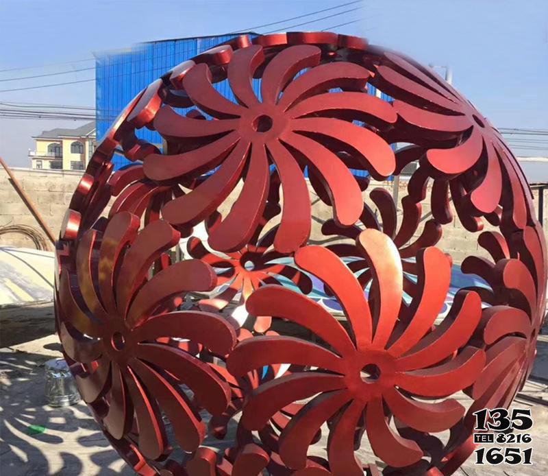 球体雕塑-公园户外创意花朵球体雕塑高清图片