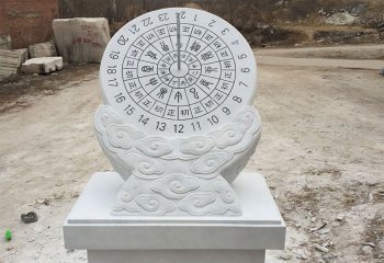 日晷雕塑-景区创意汉白玉石雕日晷雕塑