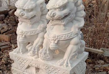 狮子雕塑-园林汉白玉石雕浮雕仿真户外景观狮子雕塑