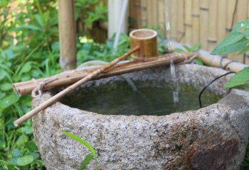 石槽雕塑-水缸造景摆件流水庭院景观日式石钵户外喷泉石槽鱼缸