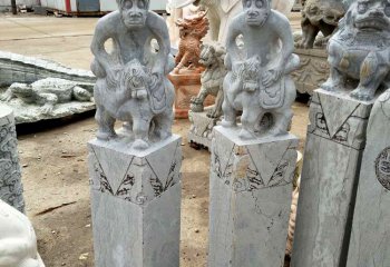 拴马柱雕塑-家用庭院门前摆放猴子拴马柱雕塑
