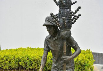 糖葫芦雕塑-卖糖葫芦的小商贩人物公园景观铜雕