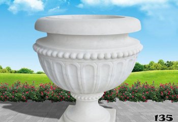 花盆雕塑-小区欧式汉白玉石雕花盆雕塑