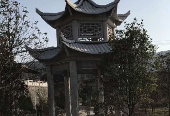 凉亭雕塑-仿古户外景区镂空青石雕刻休闲凉亭雕塑