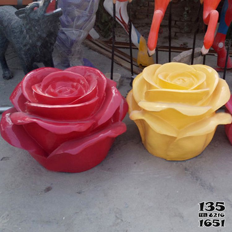 玫瑰雕塑-仿真玻璃钢玫瑰花雕塑商场美陈摆件玫瑰雕塑高清图片