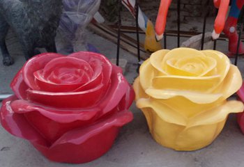 玫瑰雕塑-仿真玻璃钢玫瑰花雕塑商场美陈摆件玫瑰雕塑
