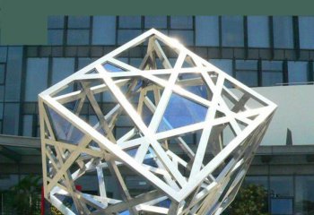 魔方雕塑-不锈钢城市镂空网格魔方雕塑