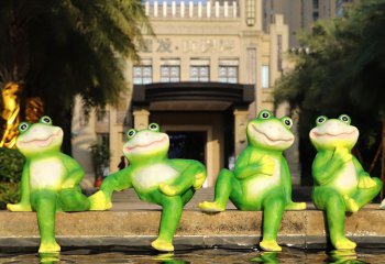 青蛙雕塑-广场四只可爱的玻璃钢青蛙雕塑