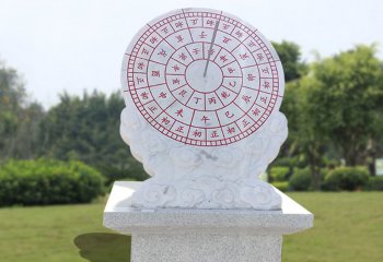 日晷雕塑-草坪创意汉白玉石雕古代计时器日晷雕塑