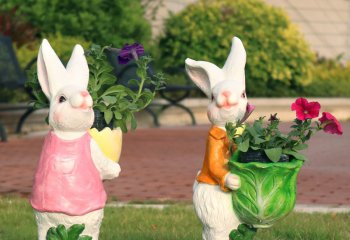 兔子雕塑-玻璃钢彩绘可爱童趣户外摆件兔子雕塑