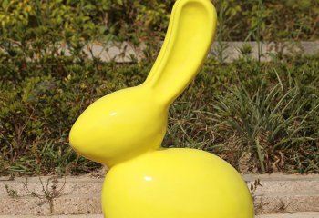 兔子雕塑-公园一只玻璃钢黄色兔子雕塑