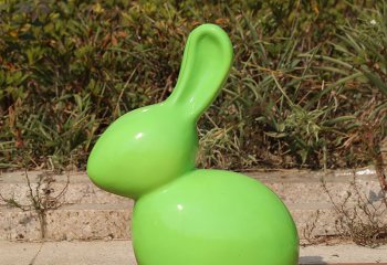 兔子雕塑-公园一只玻璃钢绿色兔子雕塑