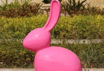 兔子雕塑-公园一只玻璃钢粉色兔子雕塑