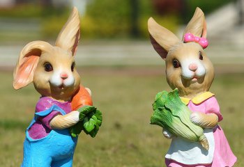 兔子雕塑-商店摆件两只可爱的玻璃钢兔子雕塑