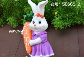 兔子雕塑-幼儿园摆放一只玻璃钢彩绘兔子雕塑