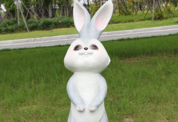 兔子雕塑-幼儿园一只白色玻璃钢兔子雕塑
