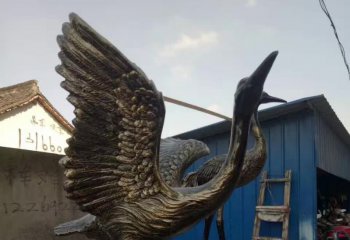仙鹤雕塑-不锈钢仿铜公园户外大型景观装饰品摆件仙鹤雕塑
