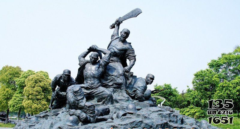 红军雕塑-景区铜雕冲锋的红军雕塑高清图片
