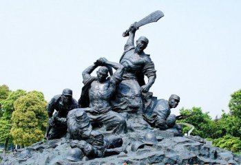 红军雕塑-景区铜雕冲锋的红军雕塑