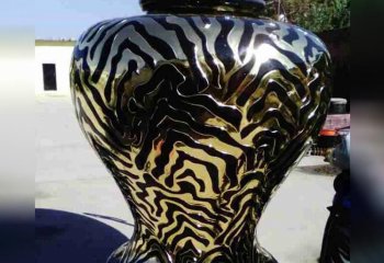 花瓶雕塑-企业海边户外鎏金玻璃钢花瓶雕塑