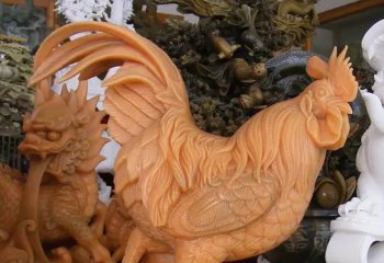 鸡雕塑-室外黄花石创意鸡雕塑