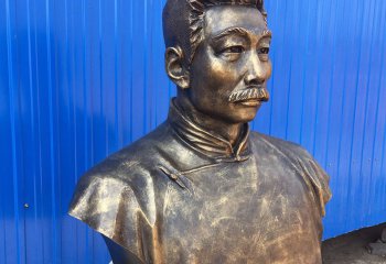 鲁迅雕塑-不锈钢仿铜胸像校园名人鲁迅雕塑