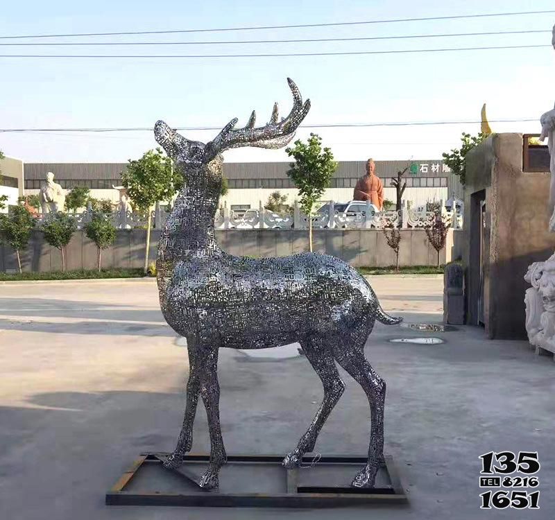 梅花鹿雕塑-不锈钢镂空创意户外园林景观大型装饰品梅花鹿雕塑
