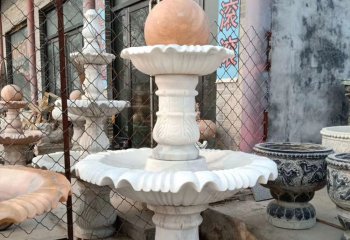 喷泉雕塑-家庭院摆放小型汉白玉喷泉石雕