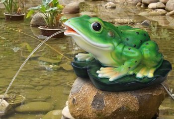 青蛙雕塑-池塘玻璃钢喷水的青蛙雕塑