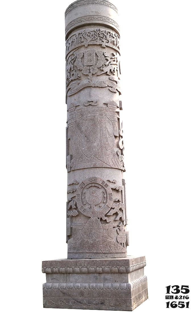 石柱雕塑-广场摆放中国历史文化景观 石柱雕塑高清图片
