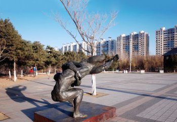 摔跤雕塑-摔跤景观人物城市广场体育主题雕塑