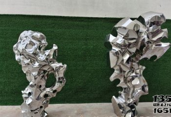 太湖石雕塑-不锈钢镜面创意抽象景观太湖石雕塑