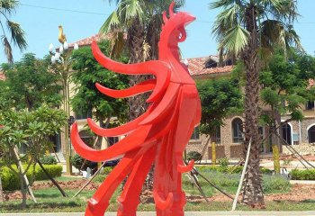 凤凰雕塑-景区街道玻璃钢喷漆烤漆红色凤凰雕塑