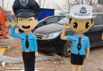 警察雕塑-玻璃钢卡通人物人民警察雕塑