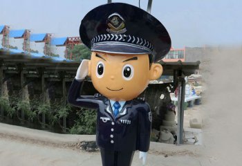 警察雕塑-公园玻璃钢树脂敬礼的警察雕塑