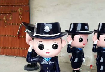 警察雕塑-卡通人物警察玻璃钢女警察雕塑