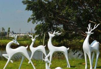 梅花鹿雕塑-海边创意装饰品公园草坪玻璃钢梅花鹿雕塑