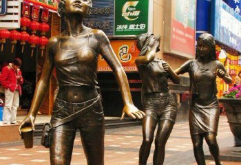 女人雕塑-步行街逛街的人物铜雕女人雕塑