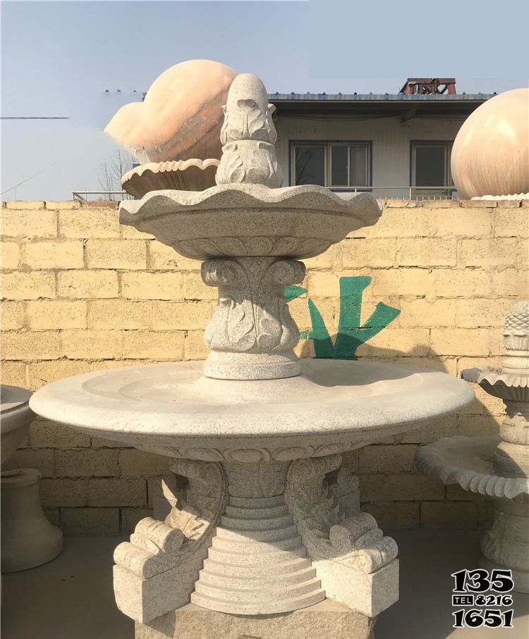 喷泉雕塑-户外景区别墅石雕多层喷泉雕塑高清图片