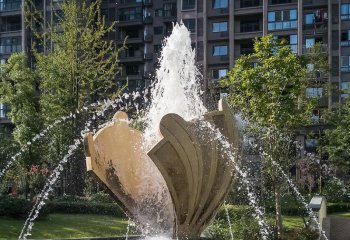 喷泉雕塑-小区园林不锈钢贝壳创意喷泉雕塑