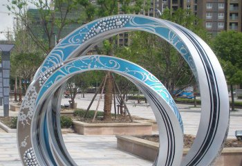 圆环雕塑-公园不锈钢工艺品户外景观摆件圆环雕塑