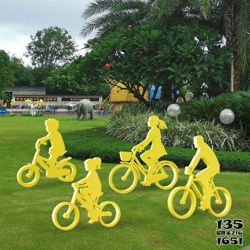 自行车雕塑-运 园林景观不锈钢摆件装饰广场骑自行车雕塑高清图片