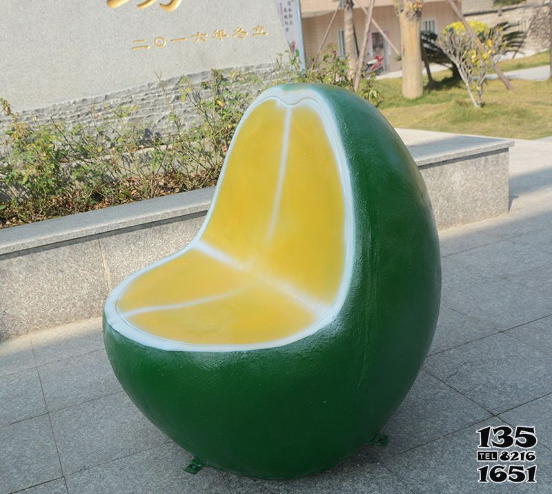 座椅雕塑-玻璃钢绿橙休闲卡通公园座椅雕塑高清图片