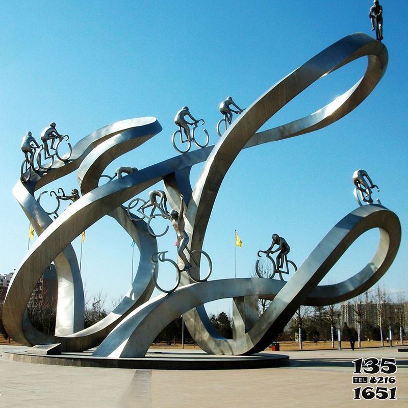 自行车雕塑-现代自行车抽象商场不锈钢雕塑运动体育雕塑