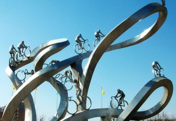 自行车雕塑-现代自行车抽象商场不锈钢雕塑运动体育雕塑