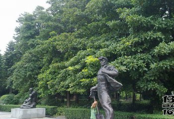 工人雕塑-公园铜雕拿着铁锹的工人雕塑
