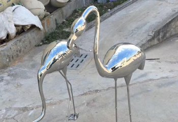 鹤雕塑-公园小区不锈钢镜面鹤雕塑
