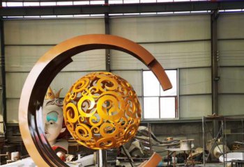 镂空球雕塑-公园创意抽像锻造工艺品镂空球雕塑